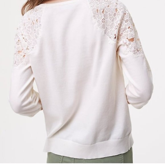 Loft Floral Lace Shoulder Sweater - Picture 2 of 10